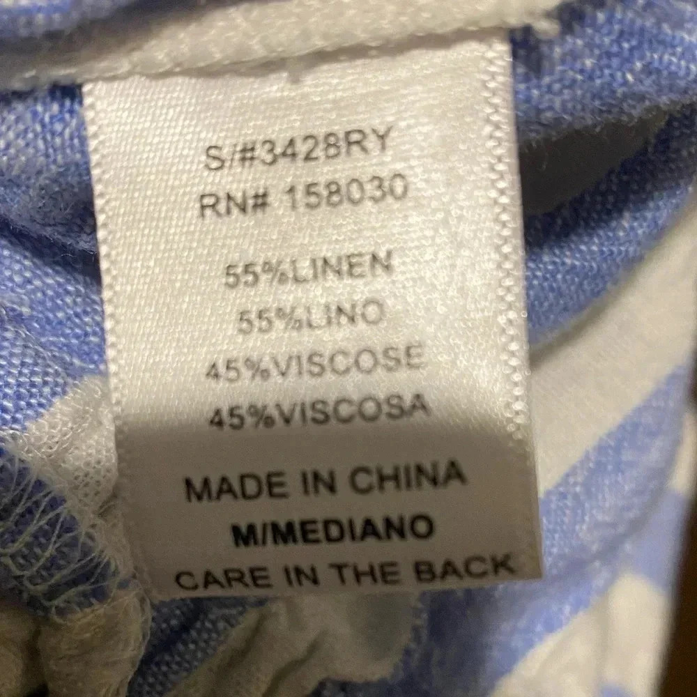 ROMPER linen blend Size M blue/white striped - Picture 6 of 7